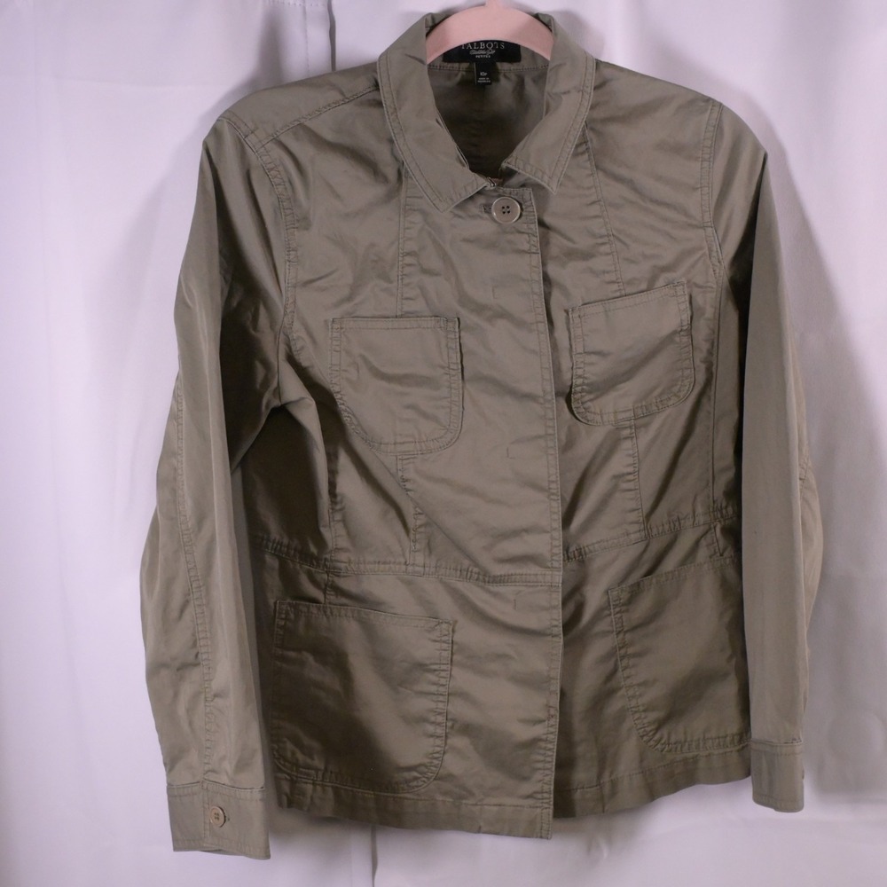Talbots‎ Green Utility Field Jacket 4-Pocket Cotton Spandex Women's 10P